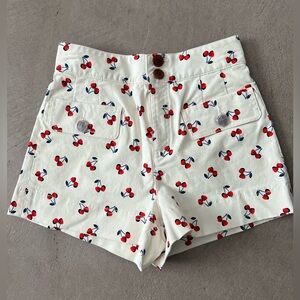 Kate Spade White Cherry Print High Waist Shorts